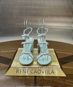 Top version ️R ᴇɴᴇ C ᴀᴏᴠɪʟʟᴀ | 2024s 𝐒 RC Classic Bow High Heel Sandals, Colorful Crystal Boiru806d5