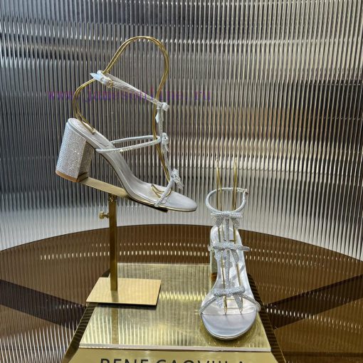 Top version ️R ᴇɴᴇ C ᴀᴏᴠɪʟʟᴀ | 2024s 𝐒 RC Classic Bow High Heel Sandals, Colorful Crystal Bos33uv46v - Image 7