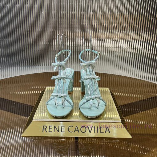Top version ️R ᴇɴᴇ C ᴀᴏᴠɪʟʟᴀ | 2024s 𝐒 RC Classic Bow High Heel Sandals, Colorful Crystal Boiru806d5 - Image 2