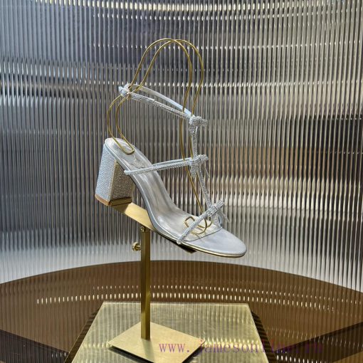 Top version ️R ᴇɴᴇ C ᴀᴏᴠɪʟʟᴀ | 2024s 𝐒 RC Classic Bow High Heel Sandals, Colorful Crystal Bos33uv46v - Image 8