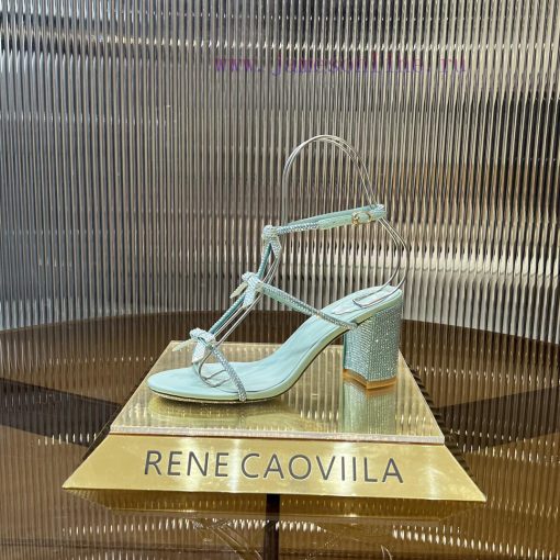 Top version ️R ᴇɴᴇ C ᴀᴏᴠɪʟʟᴀ | 2024s 𝐒 RC Classic Bow High Heel Sandals, Colorful Crystal Boiru806d5 - Image 5