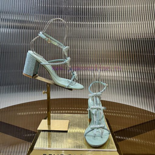 Top version ️R ᴇɴᴇ C ᴀᴏᴠɪʟʟᴀ | 2024s 𝐒 RC Classic Bow High Heel Sandals, Colorful Crystal Boiru806d5 - Image 7