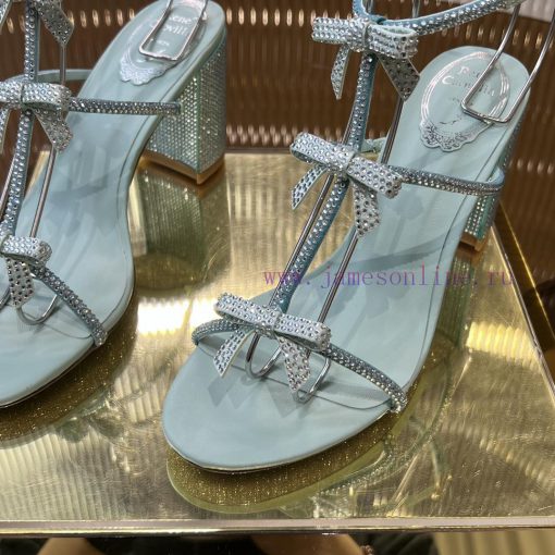 Top version ️R ᴇɴᴇ C ᴀᴏᴠɪʟʟᴀ | 2024s 𝐒 RC Classic Bow High Heel Sandals, Colorful Crystal Boiru806d5 - Image 9