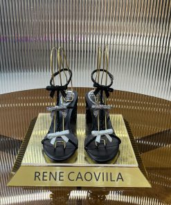 Top version ️R ᴇɴᴇ C ᴀᴏᴠɪʟʟᴀ | 2024s 𝐒 RC Classic Bow High Heel Sandals, Colorful Crystal Bog1n8w4yy
