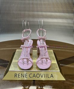 Top version ️R ᴇɴᴇ C ᴀᴏᴠɪʟʟᴀ | 2024s 𝐒 RC Classic Bow High Heel Sandals, Colorful Crystal Bohtaau02l