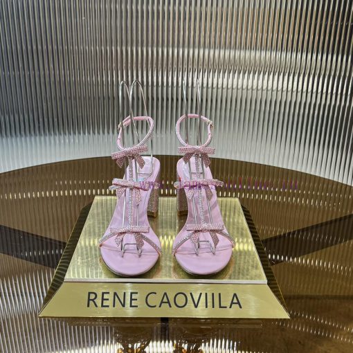 Top version ️R ᴇɴᴇ C ᴀᴏᴠɪʟʟᴀ | 2024s 𝐒 RC Classic Bow High Heel Sandals, Colorful Crystal Bohtaau02l