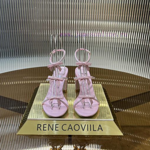 Top version ️R ᴇɴᴇ C ᴀᴏᴠɪʟʟᴀ | 2024s 𝐒 RC Classic Bow High Heel Sandals, Colorful Crystal Bohtaau02l - Image 2