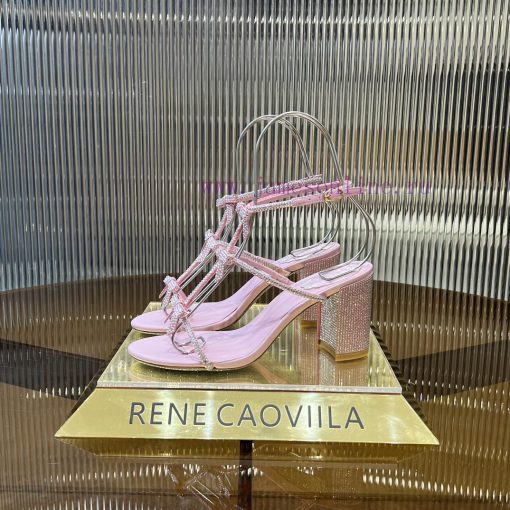Top version ️R ᴇɴᴇ C ᴀᴏᴠɪʟʟᴀ | 2024s 𝐒 RC Classic Bow High Heel Sandals, Colorful Crystal Bohtaau02l - Image 3