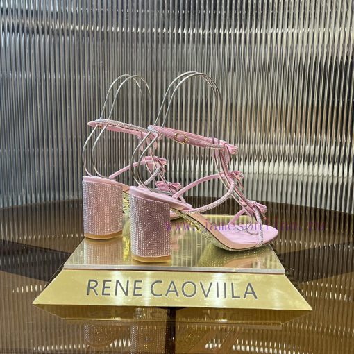 Top version ️R ᴇɴᴇ C ᴀᴏᴠɪʟʟᴀ | 2024s 𝐒 RC Classic Bow High Heel Sandals, Colorful Crystal Bohtaau02l - Image 4