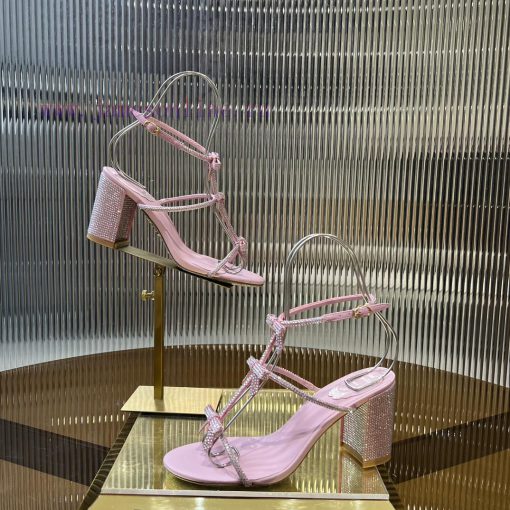 Top version ️R ᴇɴᴇ C ᴀᴏᴠɪʟʟᴀ | 2024s 𝐒 RC Classic Bow High Heel Sandals, Colorful Crystal Bohtaau02l - Image 6