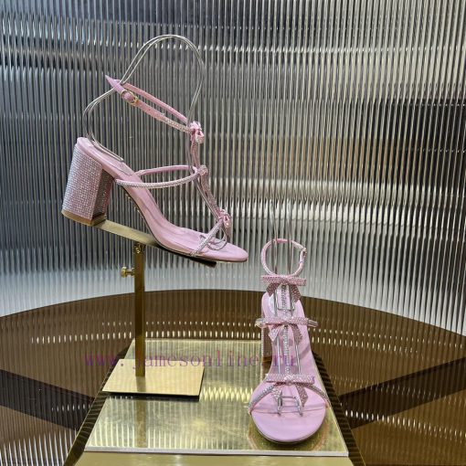 Top version ️R ᴇɴᴇ C ᴀᴏᴠɪʟʟᴀ | 2024s 𝐒 RC Classic Bow High Heel Sandals, Colorful Crystal Bohtaau02l - Image 7