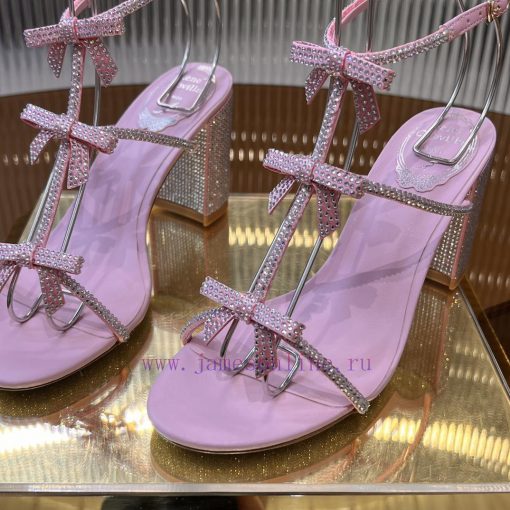 Top version ️R ᴇɴᴇ C ᴀᴏᴠɪʟʟᴀ | 2024s 𝐒 RC Classic Bow High Heel Sandals, Colorful Crystal Bohtaau02l - Image 9