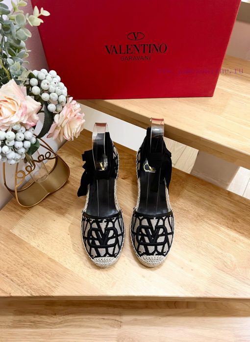 Valentino Garavani/Valentino Poe Heel Canvas V New Fisherman's Shoes-Large V canvas decoratiw1it2b2k - Image 2