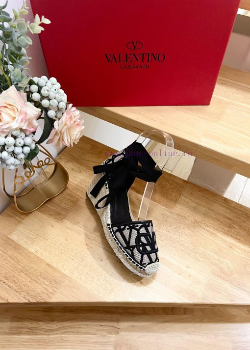 Valentino Garavani/Valentino Poe Heel Canvas V New Fisherman's Shoes-Large V canvas decoratiw1it2b2k - Image 6