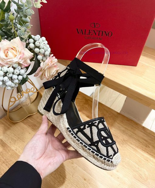 Valentino Garavani/Valentino Poe Heel Canvas V New Fisherman's Shoes-Large V canvas decoratiw1it2b2k - Image 7