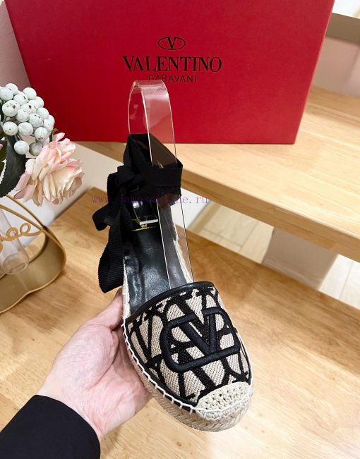 Valentino Garavani/Valentino Poe Heel Canvas V New Fisherman's Shoes-Large V canvas decoratiw1it2b2k - Image 8