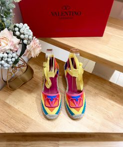 Valentino Garavani/Valentino Poe Heel Printed Color Striped Canvas New Fisherman's Shoes🩴 Filzb99hrn