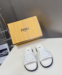 Top of the line original FENDI flat slippers, with brown original cowhide on the upper and Fpl0fws46