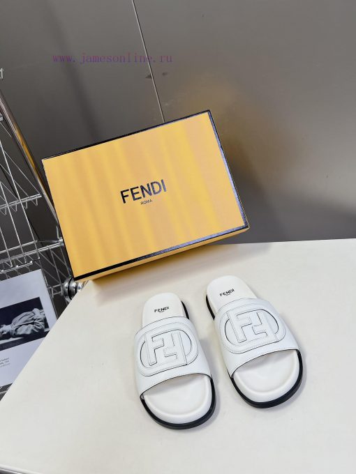 Top of the line original FENDI flat slippers, with brown original cowhide on the upper and Fpl0fws46 - Image 2