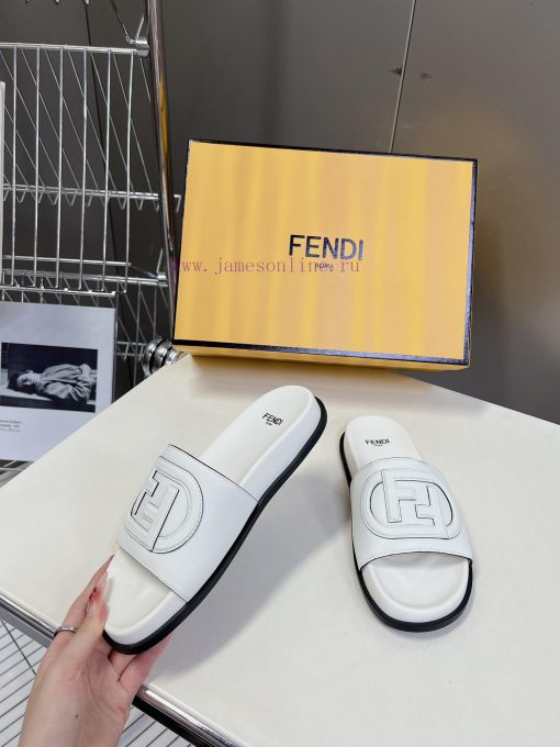 Top of the line original FENDI flat slippers, with brown original cowhide on the upper and Fpl0fws46 - Image 5