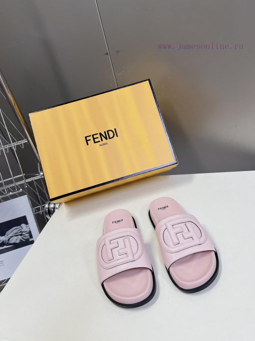 Top of the line original FENDI flat slippers, with brown original cowhide on the upper and Fpl8xio2z - Image 2
