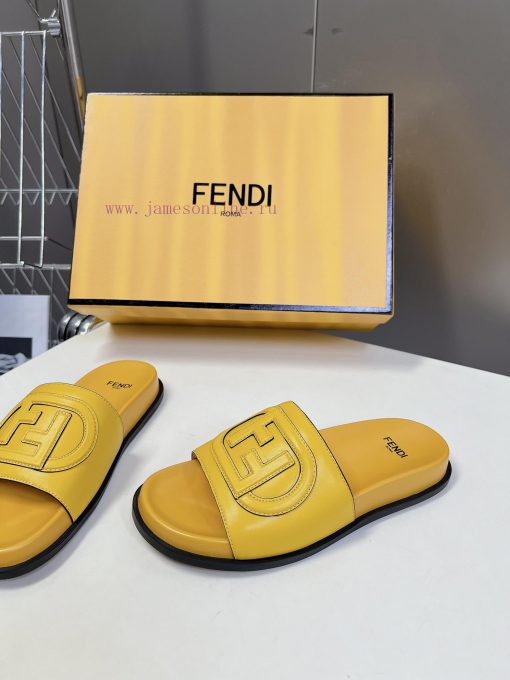 Top of the line original FENDI flat slippers, with brown original cowhide on the upper and F6c2g2yvv - Image 4