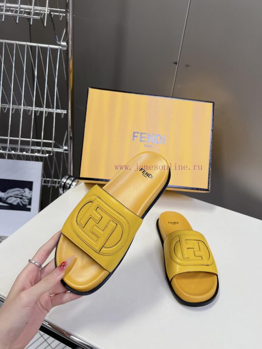 Top of the line original FENDI flat slippers, with brown original cowhide on the upper and F6c2g2yvv - Image 5