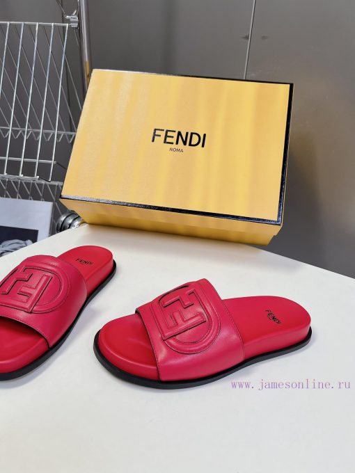 Top of the line original FENDI flat slippers, with brown original cowhide on the upper and Fhagmmcyx - Image 4