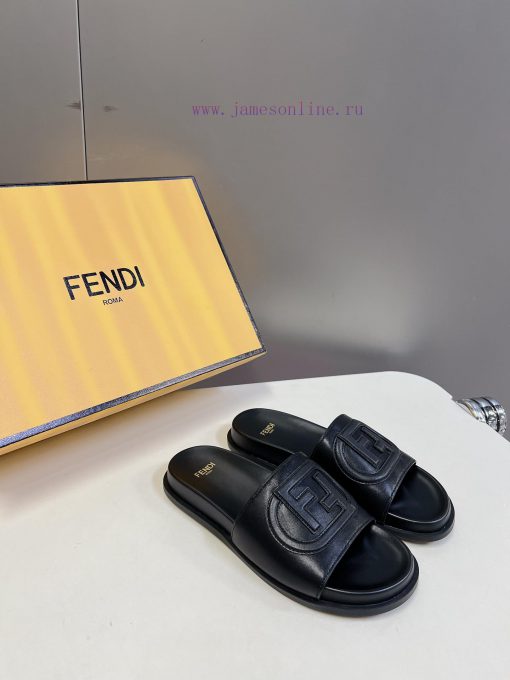 Top of the line original FENDI flat slippers, with brown original cowhide on the upper and Fieqabdt5 - Image 3