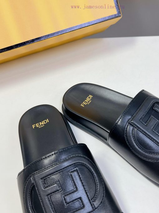 Top of the line original FENDI flat slippers, with brown original cowhide on the upper and Fieqabdt5 - Image 8