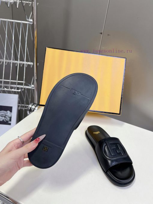 Top of the line original FENDI flat slippers, with brown original cowhide on the upper and Fieqabdt5 - Image 10