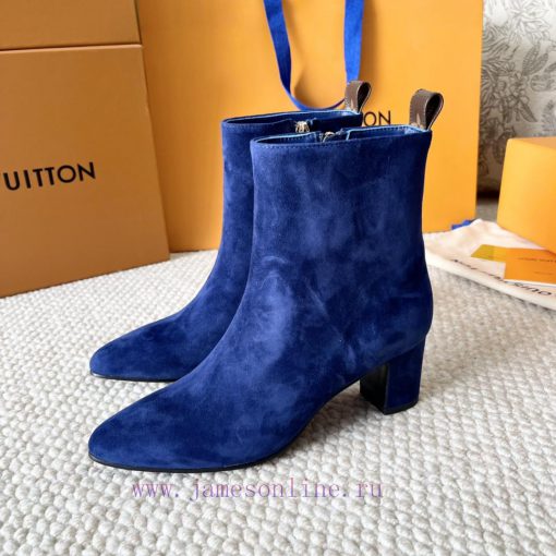 LV donkey brand 2024 autumn and winter new style thick heel short boots pointed bare bootsIt2105mjpz - Image 3