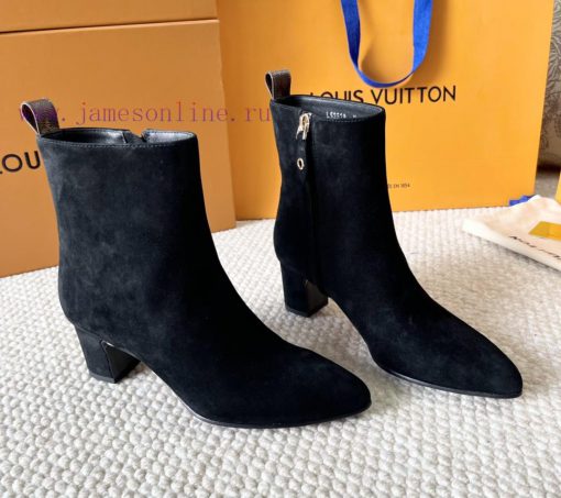 LV donkey brand 2024 autumn and winter new style thick heel short boots pointed bare bootsItwcg3o6i7