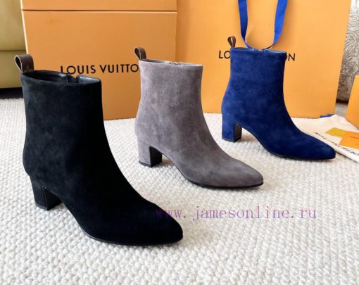 LV donkey brand 2024 autumn and winter new style thick heel short boots pointed bare bootsIt2105mjpz - Image 10