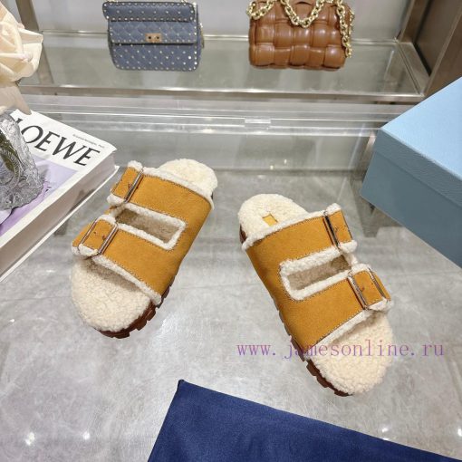 Prada slippers feature a soft lining and an iconic triangular logo, showcasing a unique binaalrkwdar - Image 3