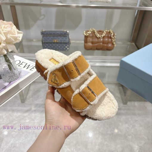 Prada slippers feature a soft lining and an iconic triangular logo, showcasing a unique binaalrkwdar - Image 7