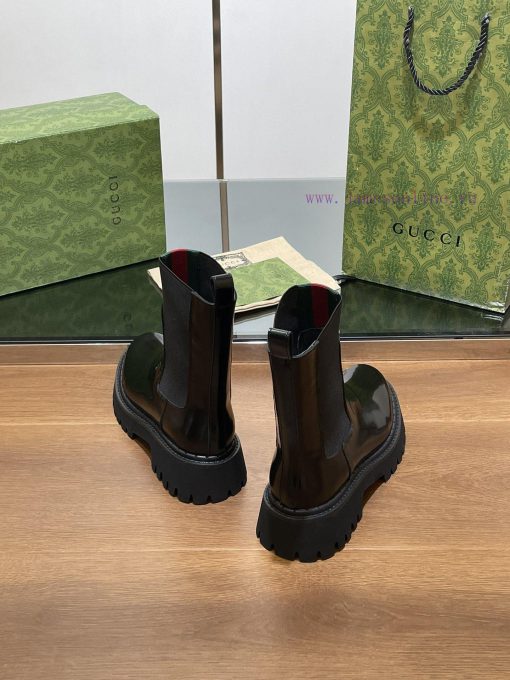 2024 Autumn/Winter Latest GUCCI Red and Green Ribbon Rubber Elastic Short Boots with Groove bjxijpm8 - Image 9