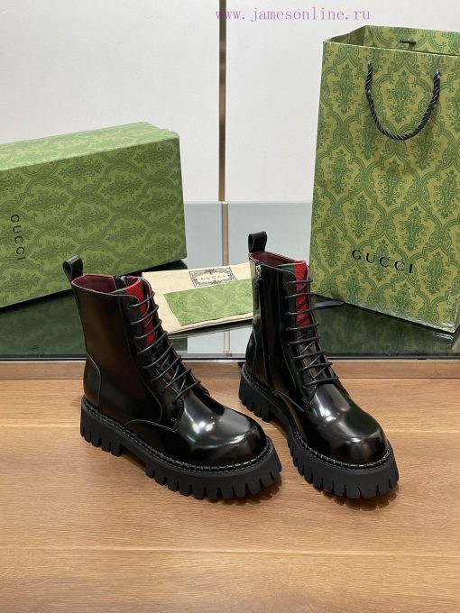 2024 Autumn/Winter Latest GUCCI Red and Green Ribbon Side Zipper Strap Short Boots with Grool333ajrr - Image 5