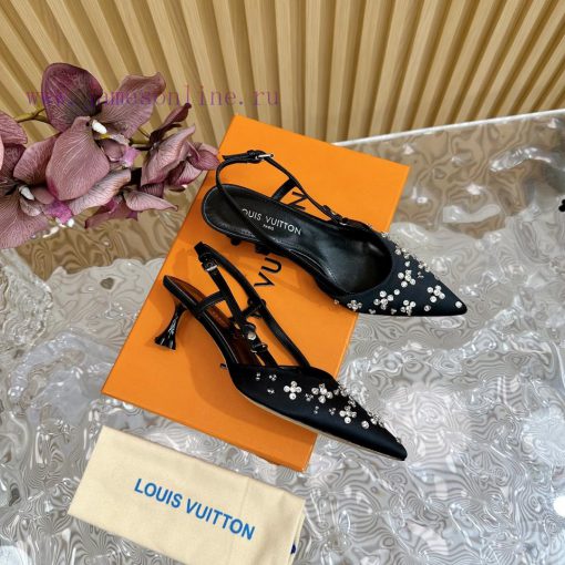 Top LV | Louis Vuitton2024 early spring new mid antique style sandals featuring rear empty sdiqml1ad - Image 3
