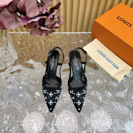Top LV | Louis Vuitton2024 early spring new mid antique style sandals featuring rear empty sdiqml1ad - Image 5