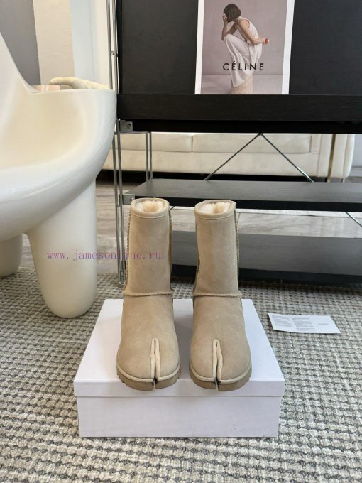 Mm6 * Magira split toe shoes tabi thick soled hairy shoes for women in autumn and winter, wely7fb9ge