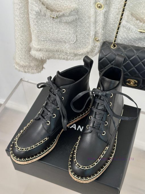 Chanel | Chanel Classic Autumn/WinterChain wood grain bottom short bootsThe shoe upper is maqnyav2j5 - Image 3