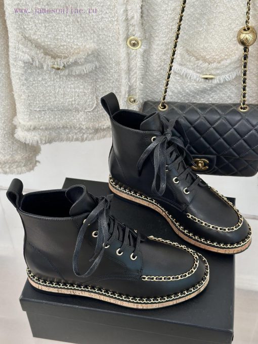 Chanel | Chanel Classic Autumn/WinterChain wood grain bottom short bootsThe shoe upper is maqnyav2j5 - Image 4