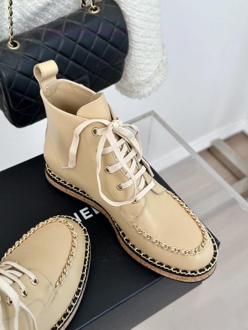 Chanel | Chanel Classic Autumn/WinterChain wood grain bottom short bootsThe shoe upper is ma05w6vbfx - Image 6