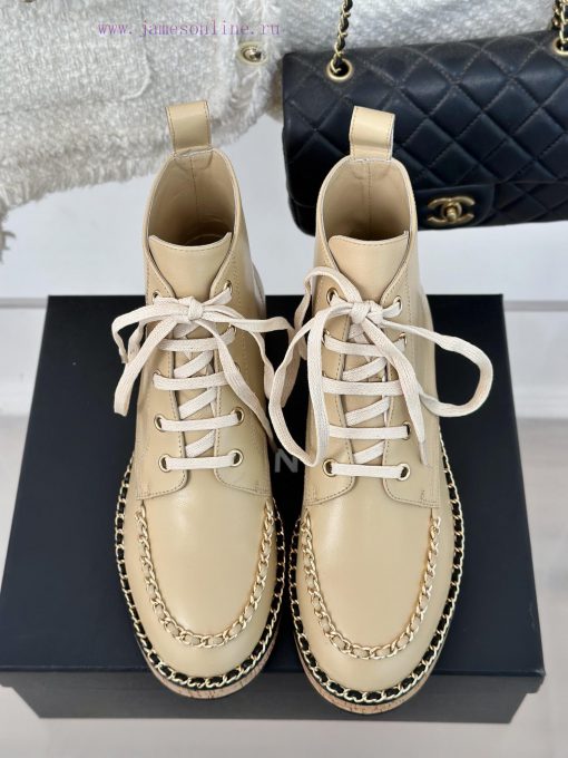 Chanel | Chanel Classic Autumn/WinterChain wood grain bottom short bootsThe shoe upper is ma05w6vbfx - Image 7