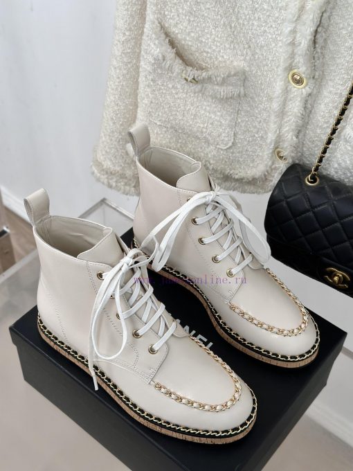 Chanel | Chanel Classic Autumn/WinterChain wood grain bottom short bootsThe shoe upper is m7bgjozl6 - Image 5