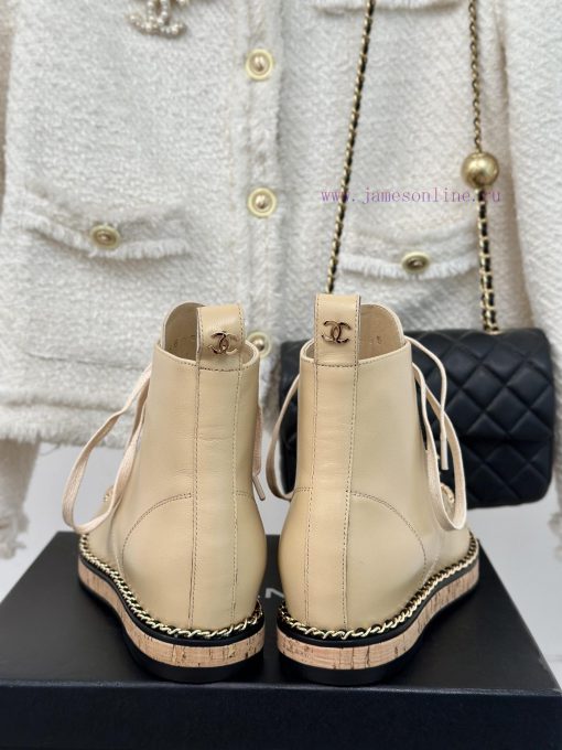 Chanel | Chanel Classic Autumn/WinterChain wood grain bottom short bootsThe shoe upper is ma05w6vbfx - Image 9