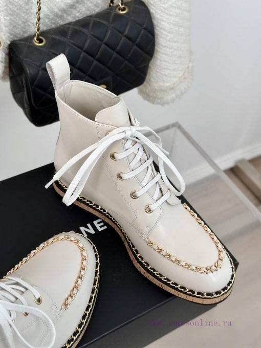 Chanel | Chanel Classic Autumn/WinterChain wood grain bottom short bootsThe shoe upper is m7bgjozl6 - Image 6