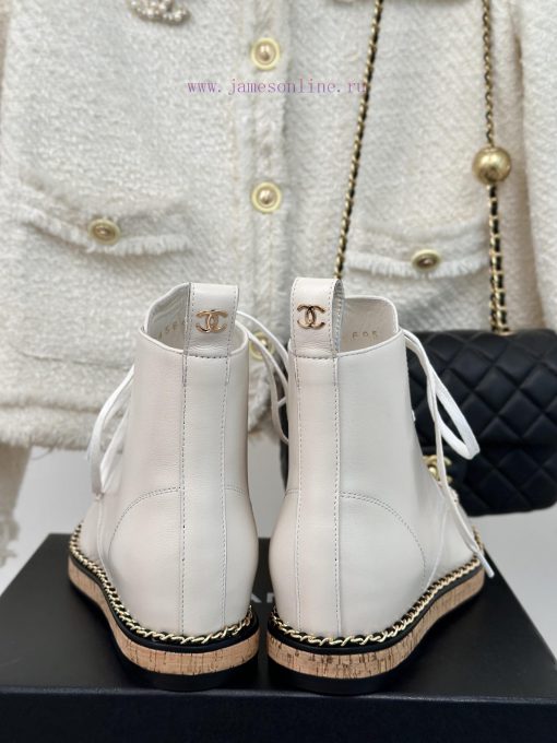 Chanel | Chanel Classic Autumn/WinterChain wood grain bottom short bootsThe shoe upper is m7bgjozl6 - Image 9