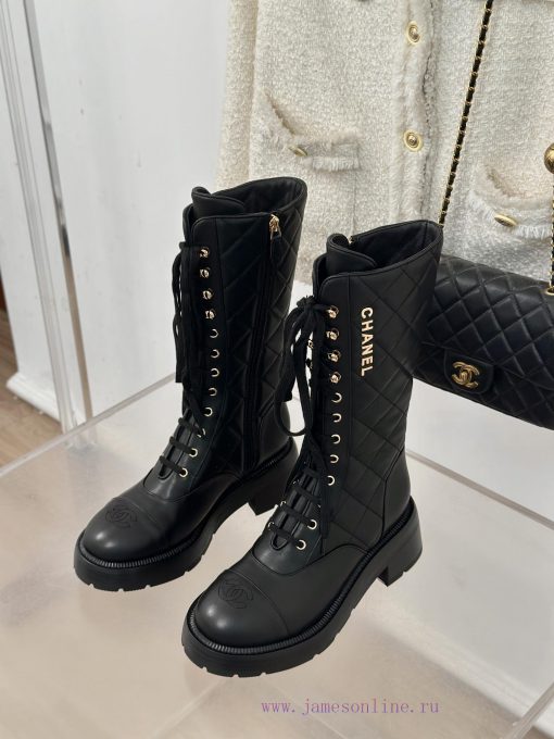Chanel | Chanel Classic Autumn/Winter Ba Shuang C diamond grid letter thick heeled mid heele5igffotf - Image 3